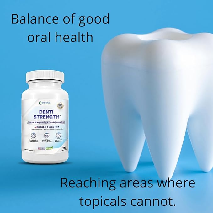 Denti Strength by PhytAge Laboratories - Chewable Dental Supplement for Teeth & Gums, Supports Oral Health, Antioxidant Support for Gums and Teeth - 30 Chewables