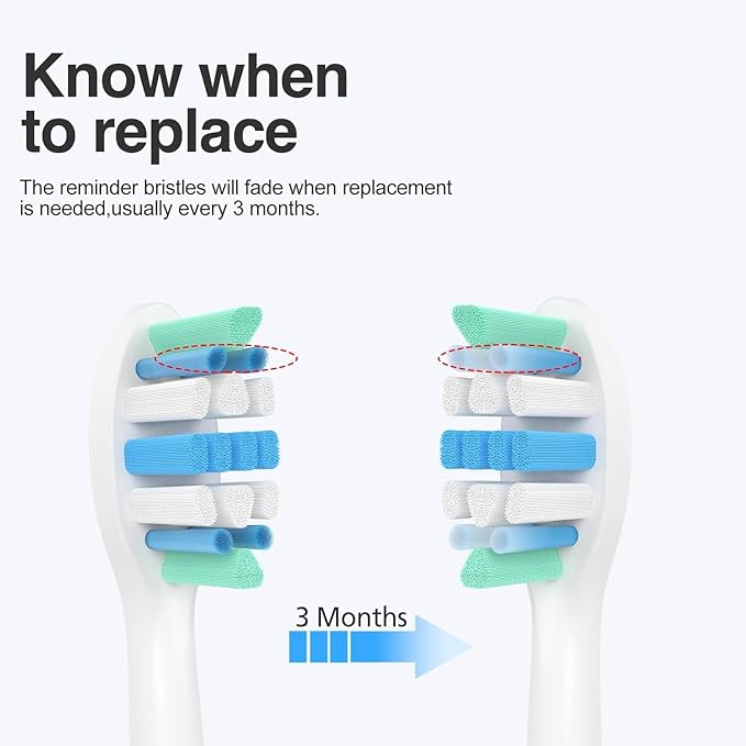 Electric Toothbrush Heads for Philips Sonicare Replacement Heads C1,C2,Replacement Brush Head Compatible with Phillips Sonicare Electric Toothbrushes, for Philips Sonic Care Brush,8 Pcs,4W+4B