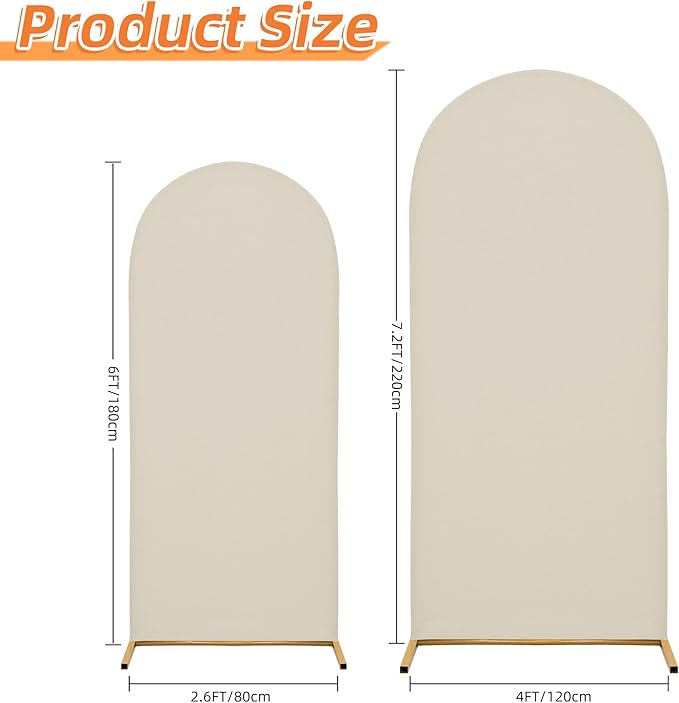 7.2FT&6FT Arch Covers,Arch Backdrop Stand Fitted Cover for Wedding Birthday Party Ceremony Banquet Decoration(Off-White,Cover Only)