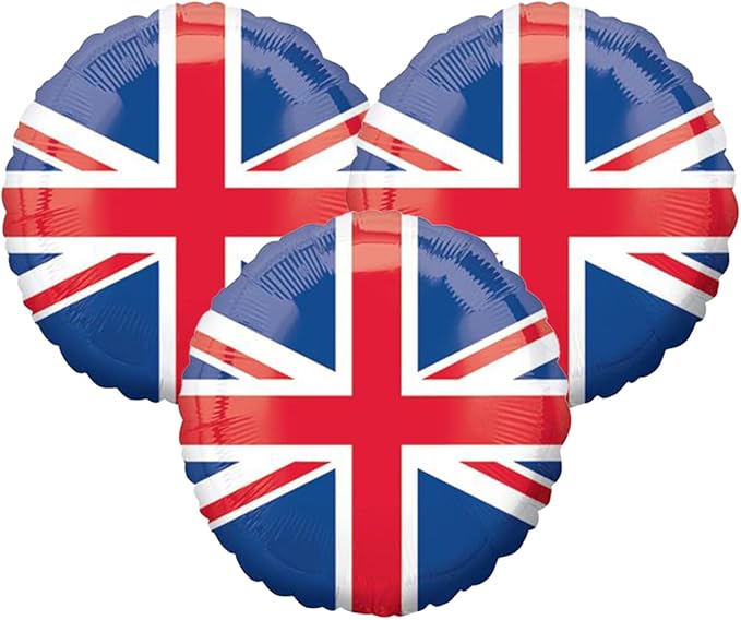 Set of 3 Great Britain Flag National Pride 18" Foil Party Balloons