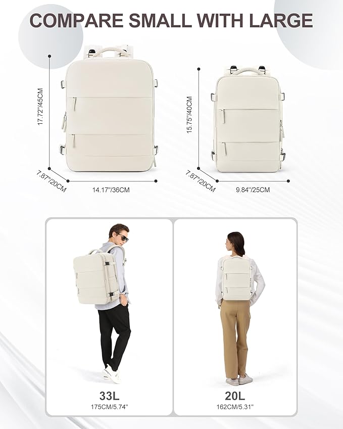 coowoz Large Travel Backpack Carry On for Women Man Gym Backpacks with Laptop Compartment Mochila de Viaje Teacher Personal Item Backpack Rucksack Airplane Accessories Must Haves Beige