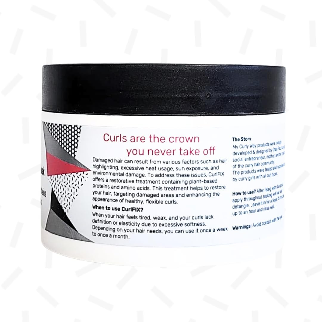 My Curly Way CurlFIX Protein Treatment Hair Mask, 100% Vegan, 11.8 fl oz. Enriched with Plant-Based Proteins and Essential Amino Acids, Deep Conditioner for Damaged or Dull Hair