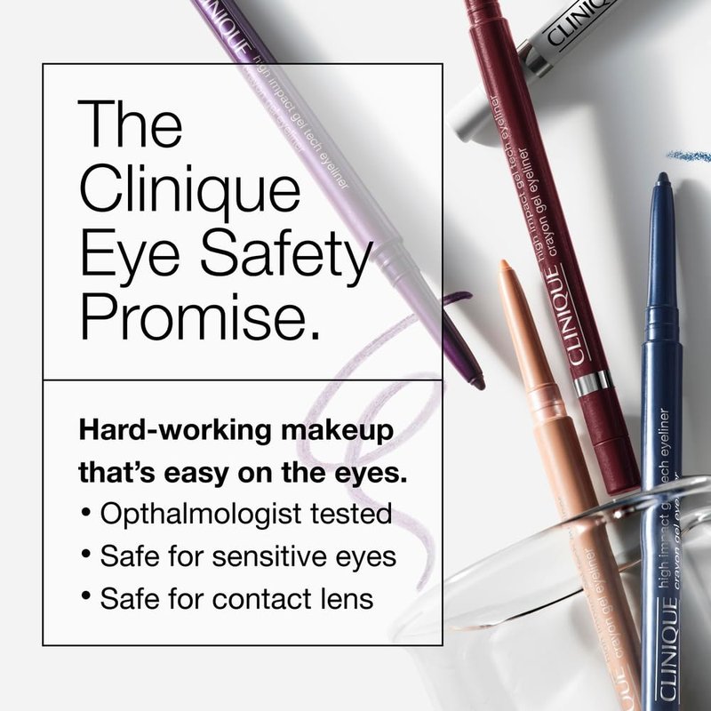 Clinique High impact Gel Tech Eyeliner Pencil | Waterproof, Smudge Resistant + Safe For Sensitive Eyes, Deep Denim