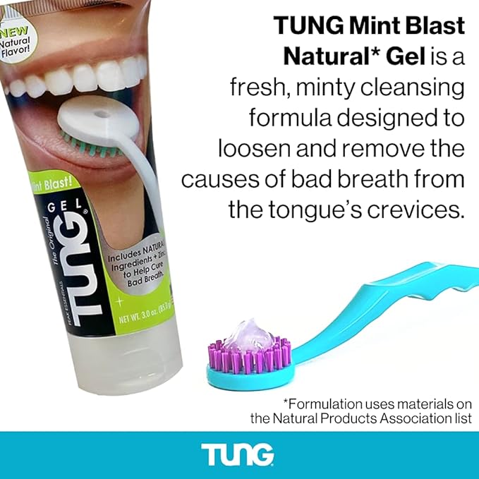 TUNG Tongue Cleaning Kit – Original TUNG Brush & Natural Mint Blast Gel, Bad Breath & Halitosis Defense, BPA-Free, Made in USA