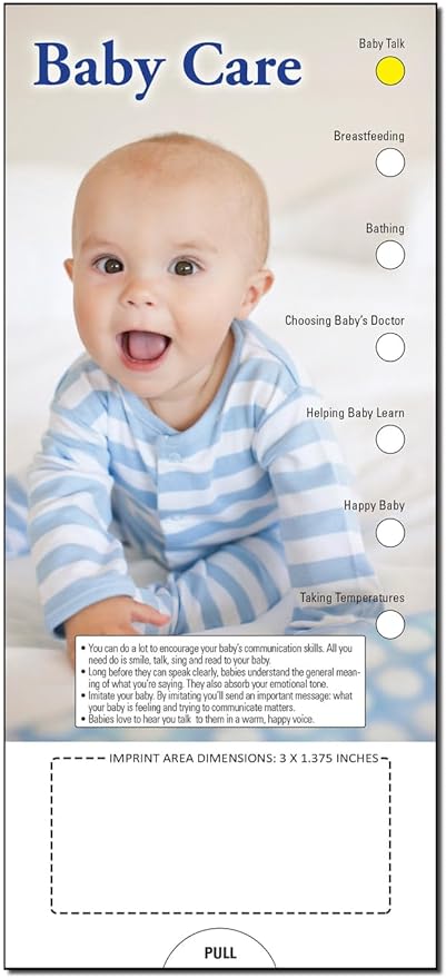 ZOCO - Baby Care Slide Chart - Custom Promotional Item (Pack of 250) - New Parent Essential - Pediatricians, OB/GYN’s, Midwives, Health Clinics Handout, Brochure, Pamphlet - 3.75 x 8.5 in.