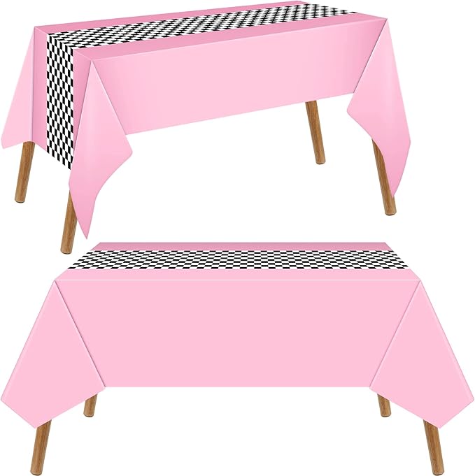 Irenare Car Birthday Party Supplies Racing Decorations 50s Party Tablecloth Racetrack Table Runner Table Covers for Kids Boy Car Theme Birthday Decor, 54 x 108 Inch(Cyan,Pink,6 Sheets)