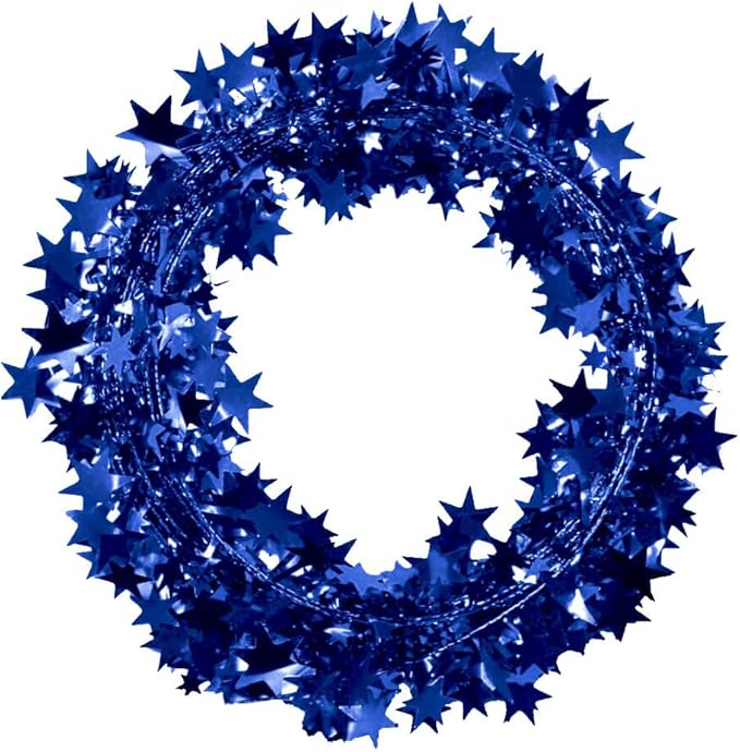 PMU 75 Ft Star Wire Shiny Garland Royal Blue - Halloween, Christmas Party, Wedding, Birthday, Festive Home Decoration Ornament Royal Blue (3pc-25Ft Each)