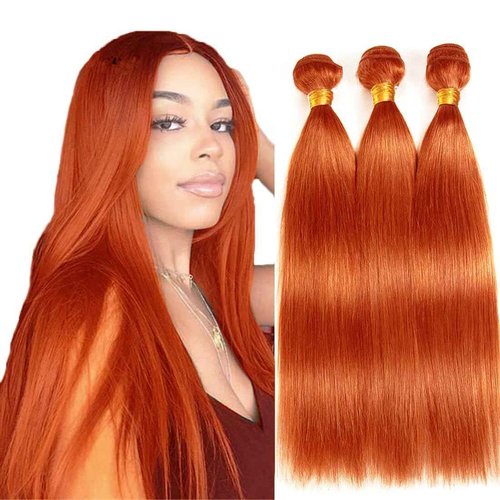 Giginger Brazilian Human Hair Bundles 16 18 20 inch Orange Straight Bundles 350 Color Ginger Orange Unprocessed Virgin Quick Weave Hair for Black Women