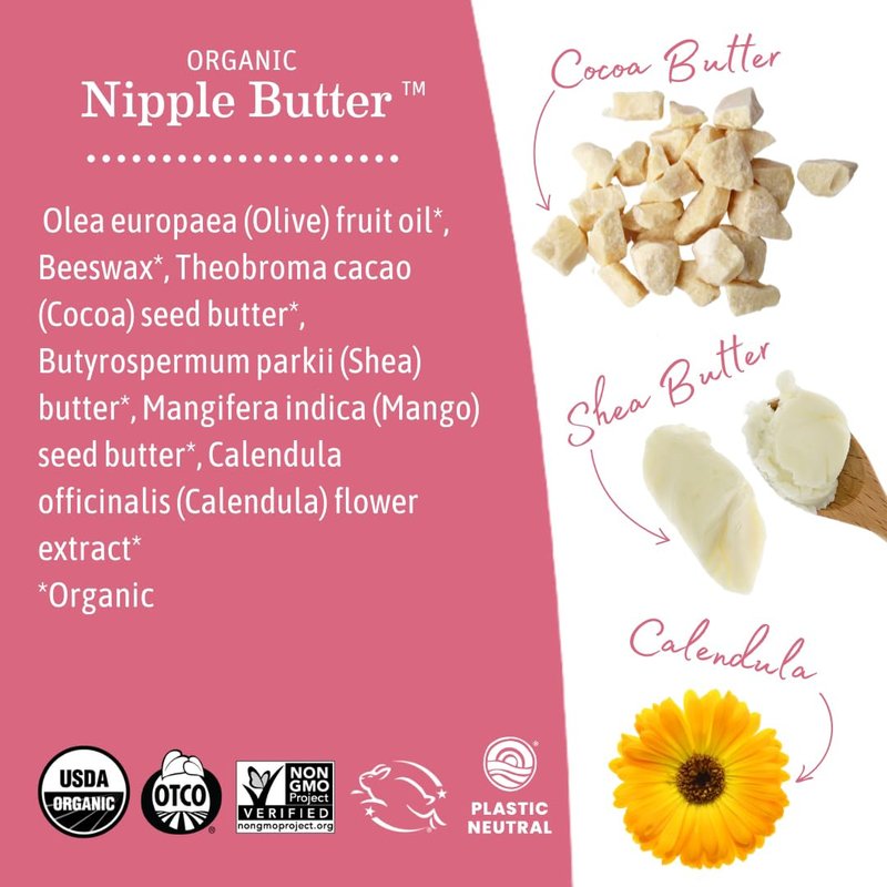 Earth Mama Organic Nipple Butter - 2 fl oz - Lanolin-Free Nipple Cream - Safe, Soothing Balm for Breastfeeding - Postpartum Essentials for Nursing