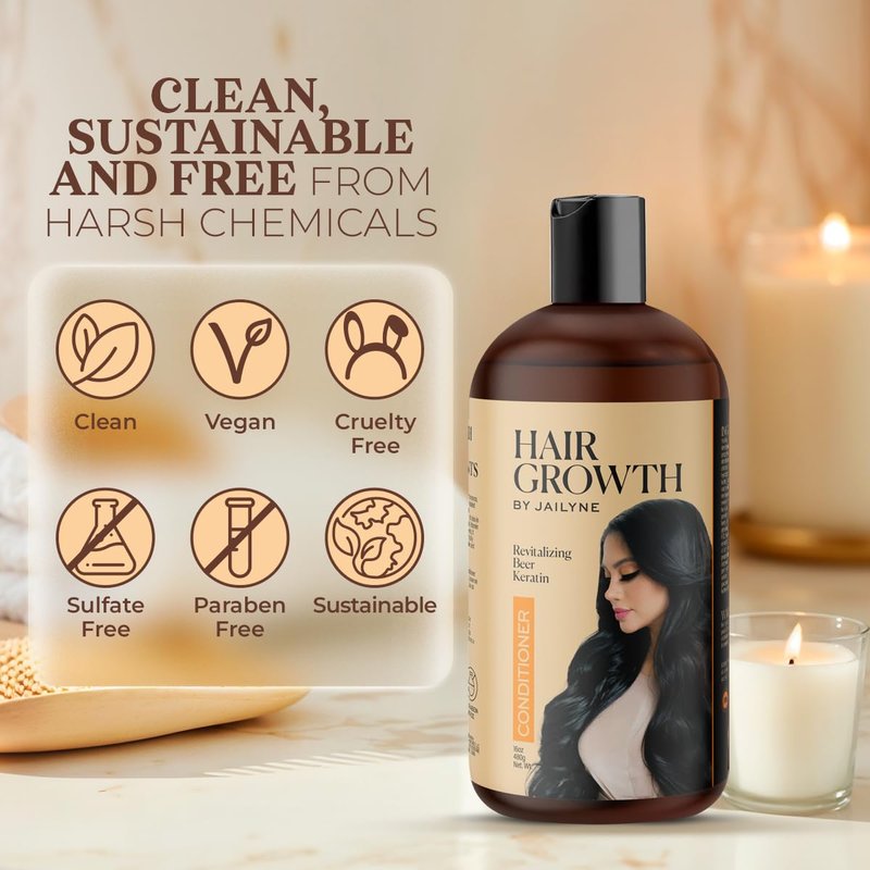 Hair Growth Conditioner by Jailyne Ojeda – Deeply Nourishing & Strengthening Formula with Biotin & Keratin – Promotes Thicker, Longer Hair – Made in USA