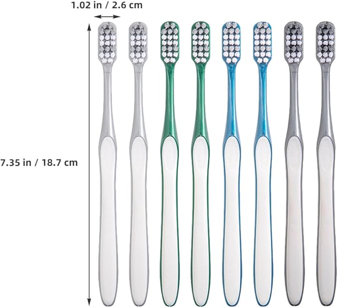Homoyoyo Men’s Manual Toothbrushes 8pcs (2 Sets of 4) Hard Bristles Large Head Plastic Teeth Cleaning Tools Portable Household and Travel Use