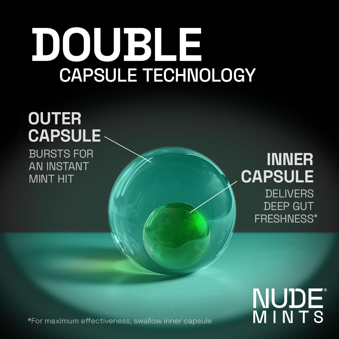 NUDE MINTS | Dual Action Liquid Capsules | Mouth Watering Mint - Lasts 3X Longer - 3X Stronger - Extreme Bad Breath Treatment For Adults - Sugar Free, 0 Calorie - Variety - 10 Pack - 300 Capsule