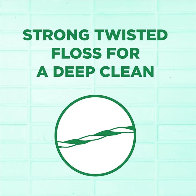 GUM Twisted Mint Floss Picks - Twisted Threads, Shred-Resistant Floss, Easy Grip Handle, 90 Count