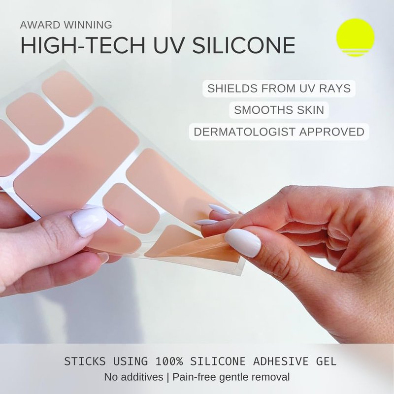 Sun Patch Hypoallergenic Sun-Screen Square Shaped Patches, 100% Silicone UPF-50 UV Protection, Reusable, 1 Pack/8 Squares