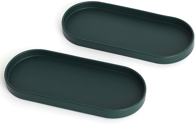 Lazy K Silicone Tray - Small Vanity Tray Organizer - Spoon Rest Holder - Multi-Purpose Modern Kitchen Sink, Bathroom, Counter Organizer (Forest Green)