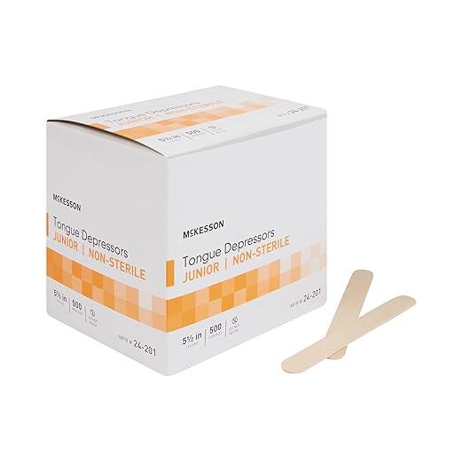 McKesson Tongue Depressors Adult Size, Non-Sterile, Wood, Unflavored, Splinter-Free (500, 5.5")