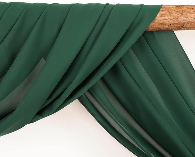 Wedding Arch Draping Fabric 30'' x 18FT Sheer Chiffon Arch Drape Backdrop 1 Panel Emerald Green Drape for Easter Bridal Shower Photo Booth Church Decor Birthday Party Outdoor Decoration