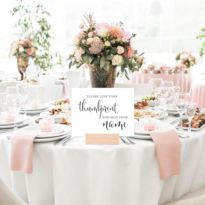 Andaz Press Wedding Party Signs, Formal Black and White Print, 8.5x11-inch, Please Leaf Your Thumbprint and Sign Your Name Table Sign, 1-Pack