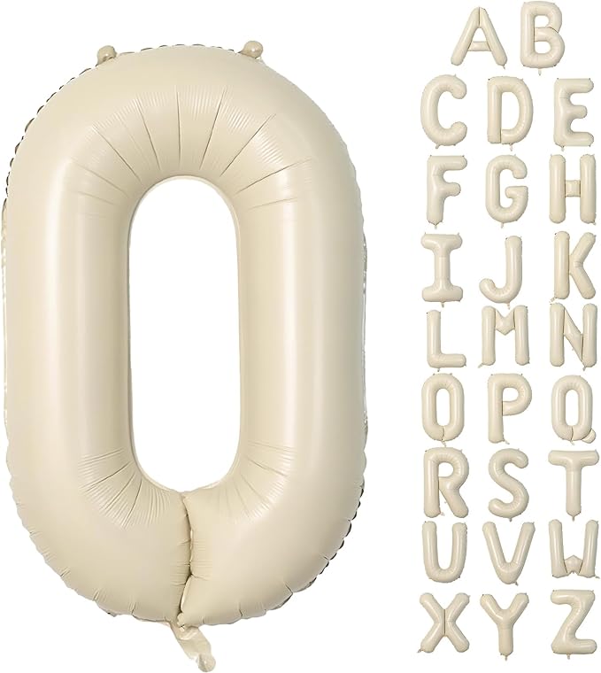 Cream O Letter Balloons,40 Inch Letter O Balloon Beige,Helium Custom Letter Balloon for Birthday Anniversary Party Decorations