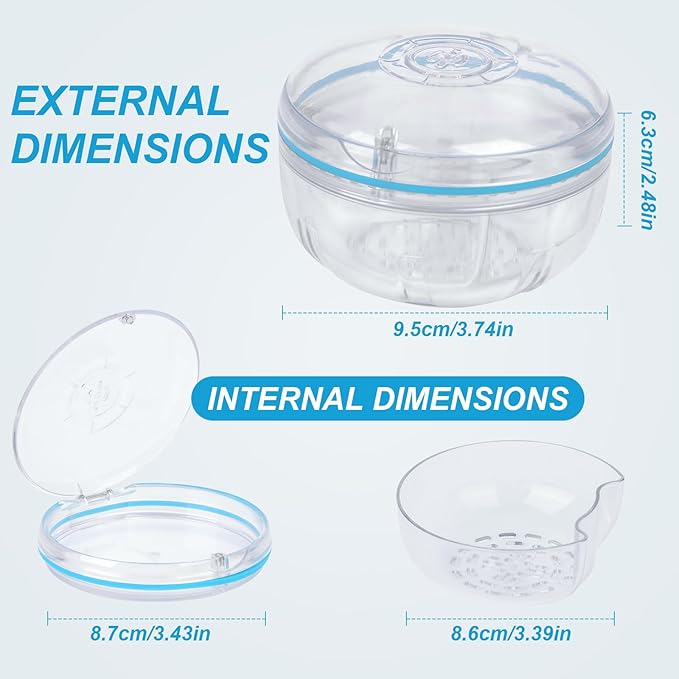 Maoerdental Double Layer Retainer Cleaner Case – No-Leak, Ventilated Denture Bath for Invisalign, Retainers, Night Guard, Transparent