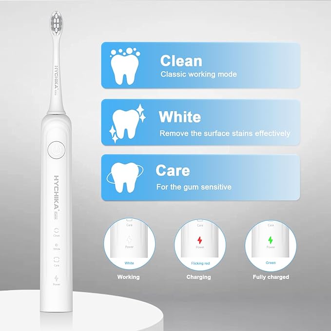 240 Days Battery Life Rechargeable Electric Toothbrush for Adults,with 2500mAH Large Capacity, 8 Pack Replacement Brushheads,3 Classic Modes,2 Min Smart Timer Battery Toothbrush,White