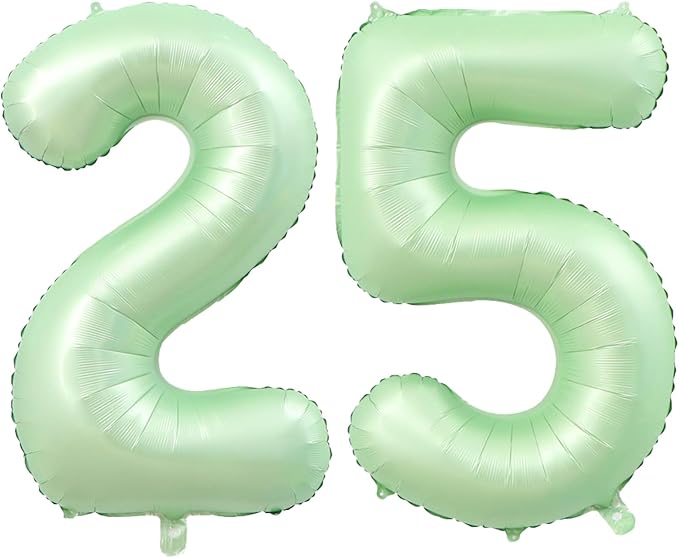40 Inch Number 25 Balloons, Olive Green Giant Jumbo Helium Number 25 Foil Balloons for 25th 52th Birthday Party Anniversary Events Boys Girls Decorations Supplies