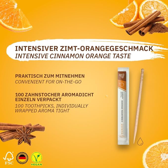 Wonder Toothpicks with Flavor - 100x Flavored toothpicks Individually Packed in 8 Refreshing Varieties - Gentle Oral Hygiene - Fresh Breath - Individually Packed Toothpicks with Flavor