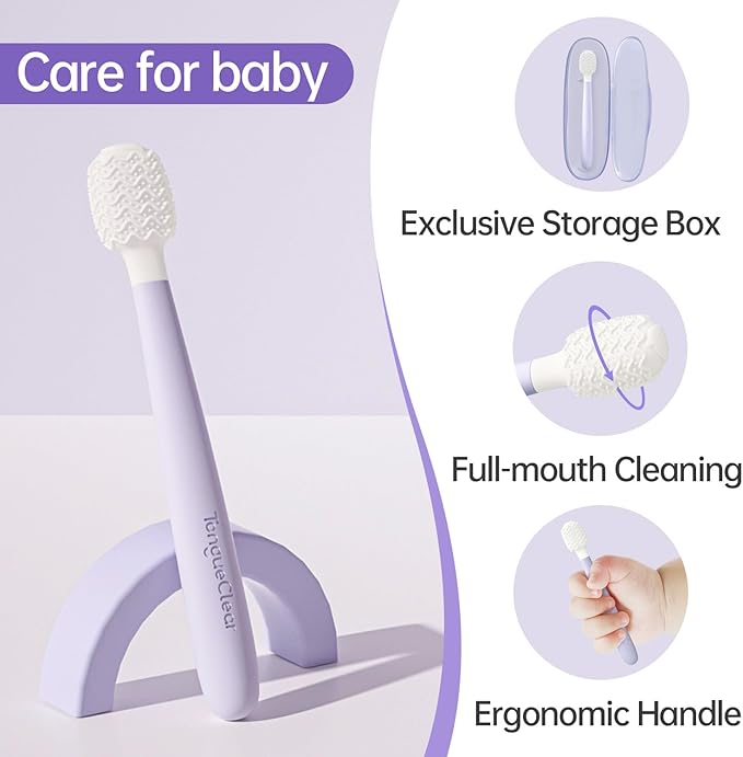 Toddler Tongue Scraper and Training Toothbrush Kit, Tongue Cleaner Combo for Toddlers, Toddler Toothbrush Ages 4-8