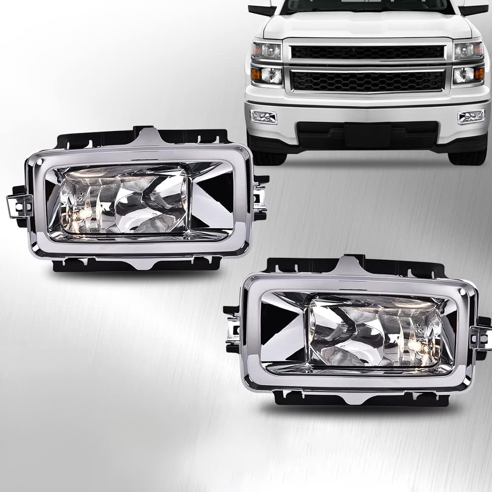 ALLGOOD Fog Lights Compatible with Chevy Silverado Pickup 2013-2015, OE Style Front Fog Light Lamp Bezel Cover Shell, Clear,1Pai
