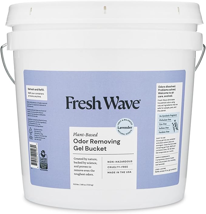 Fresh Wave Odor Removing Gel Bucket, 15.5 lb. (248 oz.) | Lavender Scent Refill | Odor Absorbers for Home | Safer Odor Relief | Natural Plant-Based Odor Eliminator | For Cooking, Trash & Pets