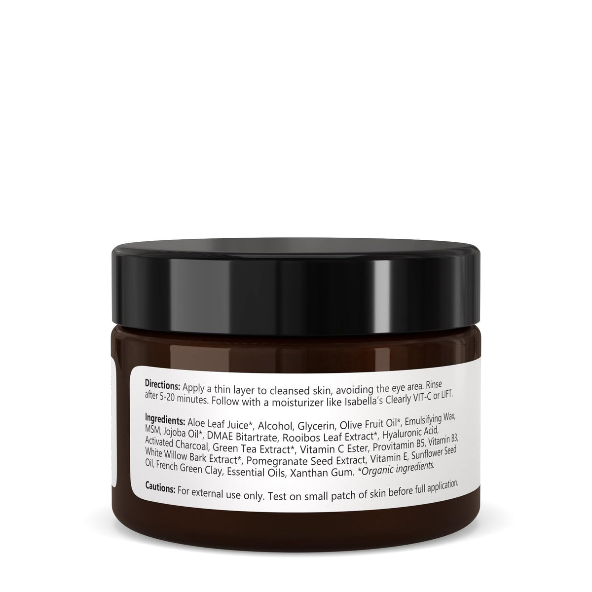 Isabella's Clearly MASK, Deep Pore Cleansing Charcoal Face Mask with Anti Ageing Hyaluronic Acid | Natural Skin Care for Wrinkles, Blackheads, Large Pores, Acne | Includes Applicator Brush