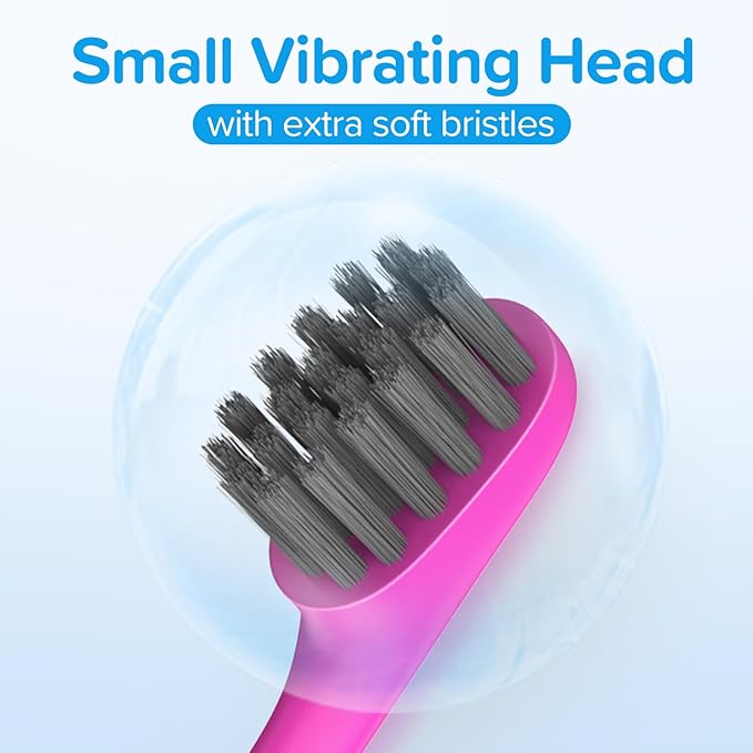 Replacement Toothbrush Heads Compatiable with Burst Kids Electric Toothbrush, Soft Charcoal Bristles for Gentle on Gum and Deep Cleaning, Pink, Pack of 5