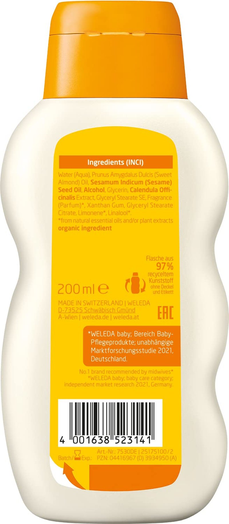 Weleda Calendula Baby Cream Bath, 6.8 Fl Oz