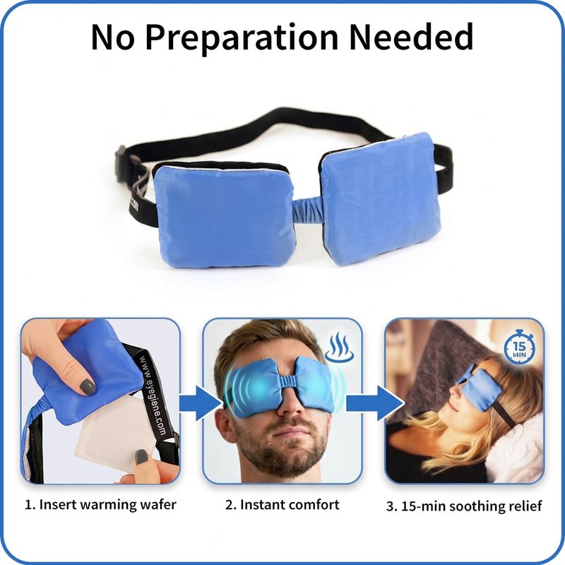 EyeGiene Insta-Warmth System Eye Mask with 10 Pairs of Warming Wafers, Heated Dry Eye Mask, Multi-Use Heat Treatment for Dryness, Fatigue, Styes, Blepharitis, Medical Device, Travel Accessories