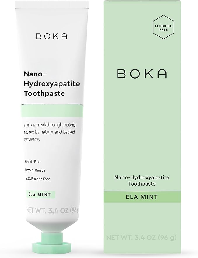 Boka Fluoride Free Toothpaste, Nano Hydroxyapatite Toothpaste, Appropriate for Sensitive Teeth - for Adult, Kids Oral Care - Ela Mint Flavor, 3.4 Fl Oz 1Pk US Manufactured