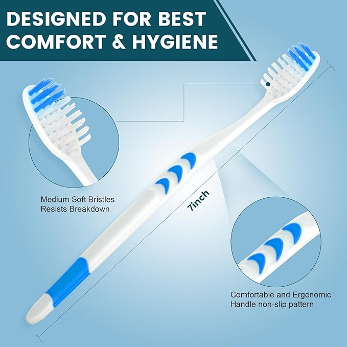 Navona 70 PCS Premium Individually Wrapped Bulk Toothbrush Pack, Disposable Toothbrushes, Kids Toothbrush, Medium Soft Bristle Toothbrushes, Ergonomics Handle, Perfect for Travel Hotel Donation