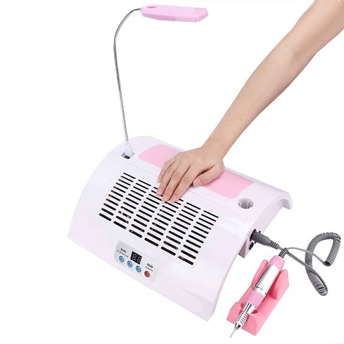 Nail Dust Collector Nail Lamp 60W Multifunctional Nail Polishing Machine with Light Pillow for Manicure Organic Nails US Plug 110-240V