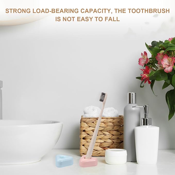 uxcell 2 Pcs Mini Ceramics Toothbrush Holder Stands, Sleek Mini Countertop Toothbrush Triangle Shape Ceramic Holder Stand for Bathroom Vanity Countertops, Black