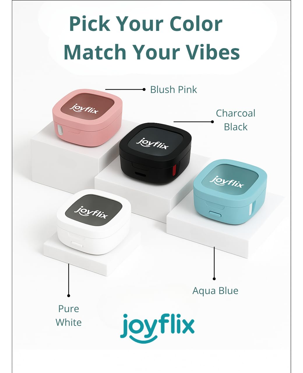 joyflix UV-C Toothbrush Sanitizer | Portable & Rechargeable | 99.9% Sanitization with Heating Function | Magnetic Mount, Travel-Friendly & Compact Design (Blush Pink)