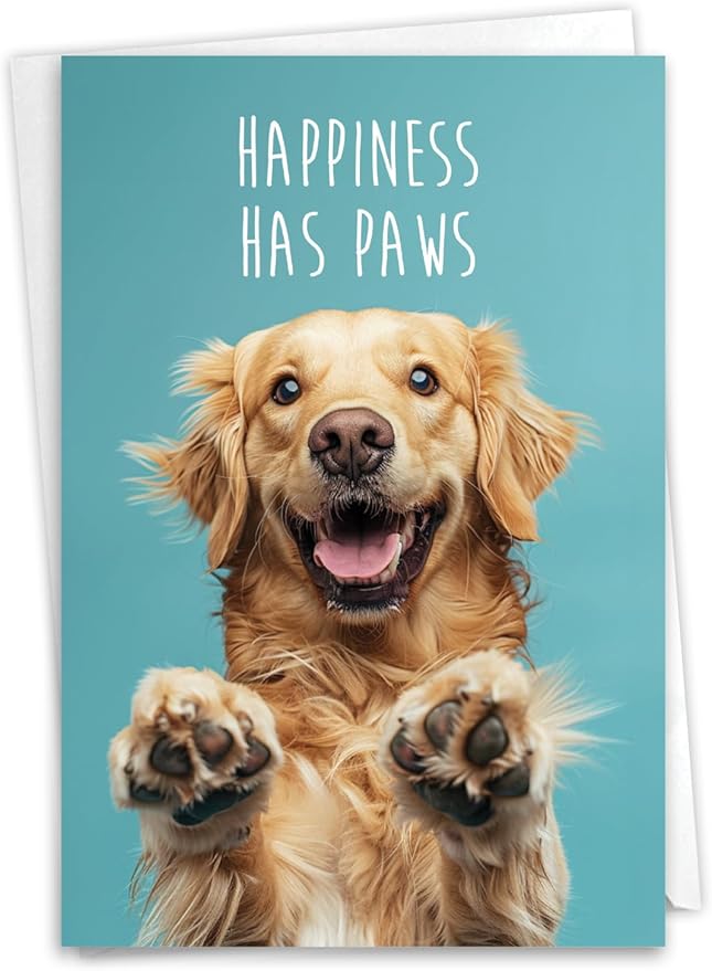 NobleWorks - 1 Birthday Greeting Card w/ 5 x 7 Inch Envelope For Men, Women - Bday Dog Sayings - Happiness C10695ABDG