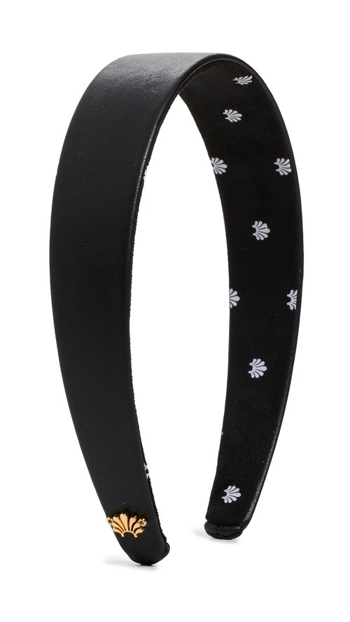 Lele Sadoughi Women's Faux Leather Bessette Headband, Jet, Black, One Size