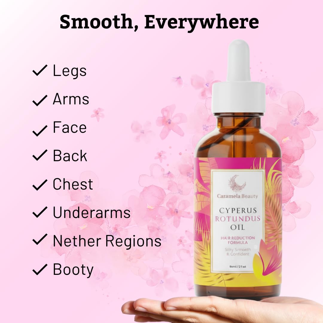 Caramela Beauty Cyperus Rotundus Oil, 60ml After-Shave and Post-Wax Moisturizer, Botanical Body Oil with Jojoba, Rosehip and Sweet Almond Oils for Silky Smooth Skin, All Skin Types