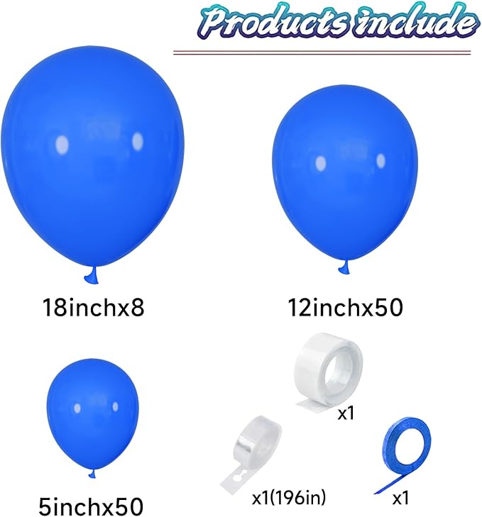 KAWKALSH Blue Balloon Arch Kit 111Pcs 18 12 5 Inch Latex Party Balloons Garland for Birthday Baby Shower Wedding Engagement Anniversary Christmas Party Decorations