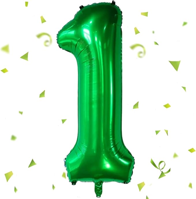 Green Number Balloons, 40 Inch Dark Green Balloon 1.1 Helium Balloon 1st Birthday for 1 Years Birthday Party Wedding Anniversary Decoration Children Girls Boys