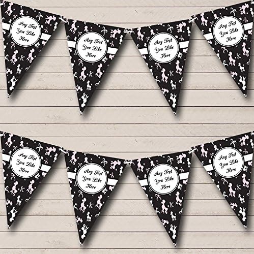 Black and Pink Paris Poodles Personalized Birthday Party Bunting - Hanging Party Decoration - Birthday Party Banner Garland | Decorative Party Supplies