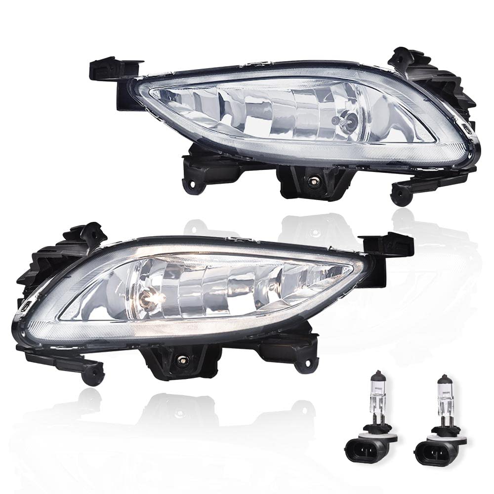 G-PLUS Front Bumper Fog Light Assembly Compatible with Sonata 2011 2012 2013 Clear Lens Driving Fog Lamps w/881 27W Bulbs Pair 9