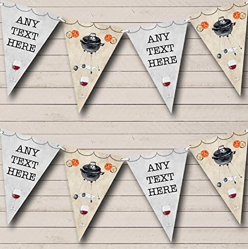 BBQ Grill Cookout Wine Personalized Birthday Party Bunting - Hanging Party Decoration - Birthday Party Banner Garland | Decorative Party Supplies