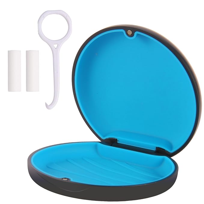 Aligner Case, Slim Retainer Box for Travel, Retainer Case Compatible with Invisalign Aligners, Brace Storage Box with Aligner Removal Tool and Chew,Black