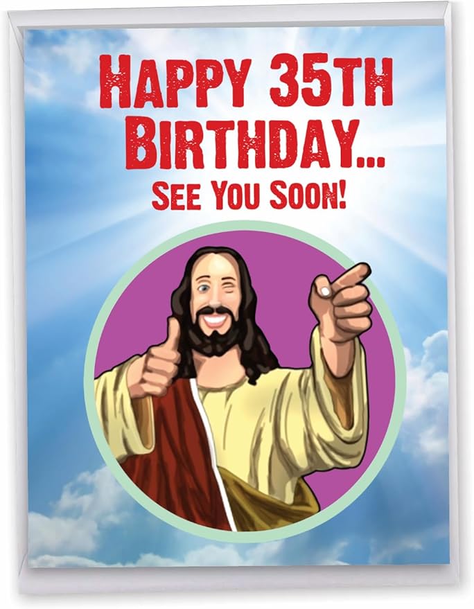 NobleWorks - 35th Funny Birthday Greeting Card (8.5 x 11 Inch) - 35 Years Old, Big Milestone Birthday Humor Card from Group - See You Soon 35 J9402MBG