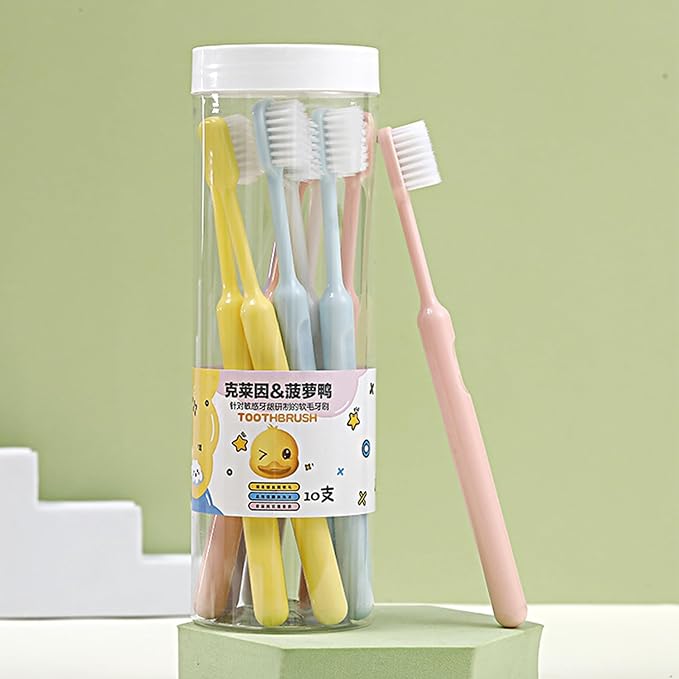 Soft Bristles Toothbrush Travel, Cleaning Toothbrush Sensitive Teeth, Round Handle with Comfort Grip, Multicolor for Bathroom Accessories, Portable Care for Students Household Use